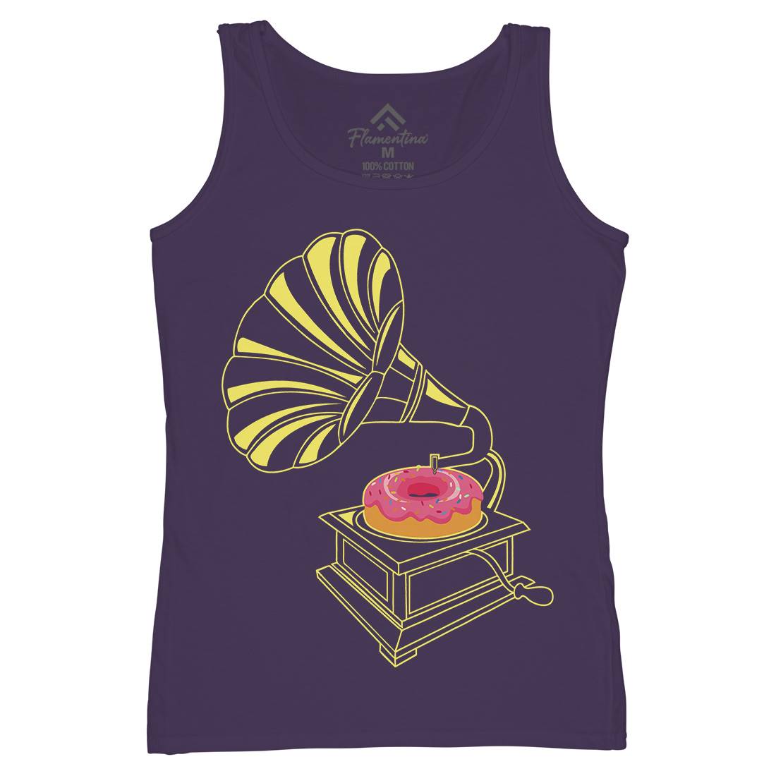 Gramophone Donut Womens Organic Tank Top Vest Music B045