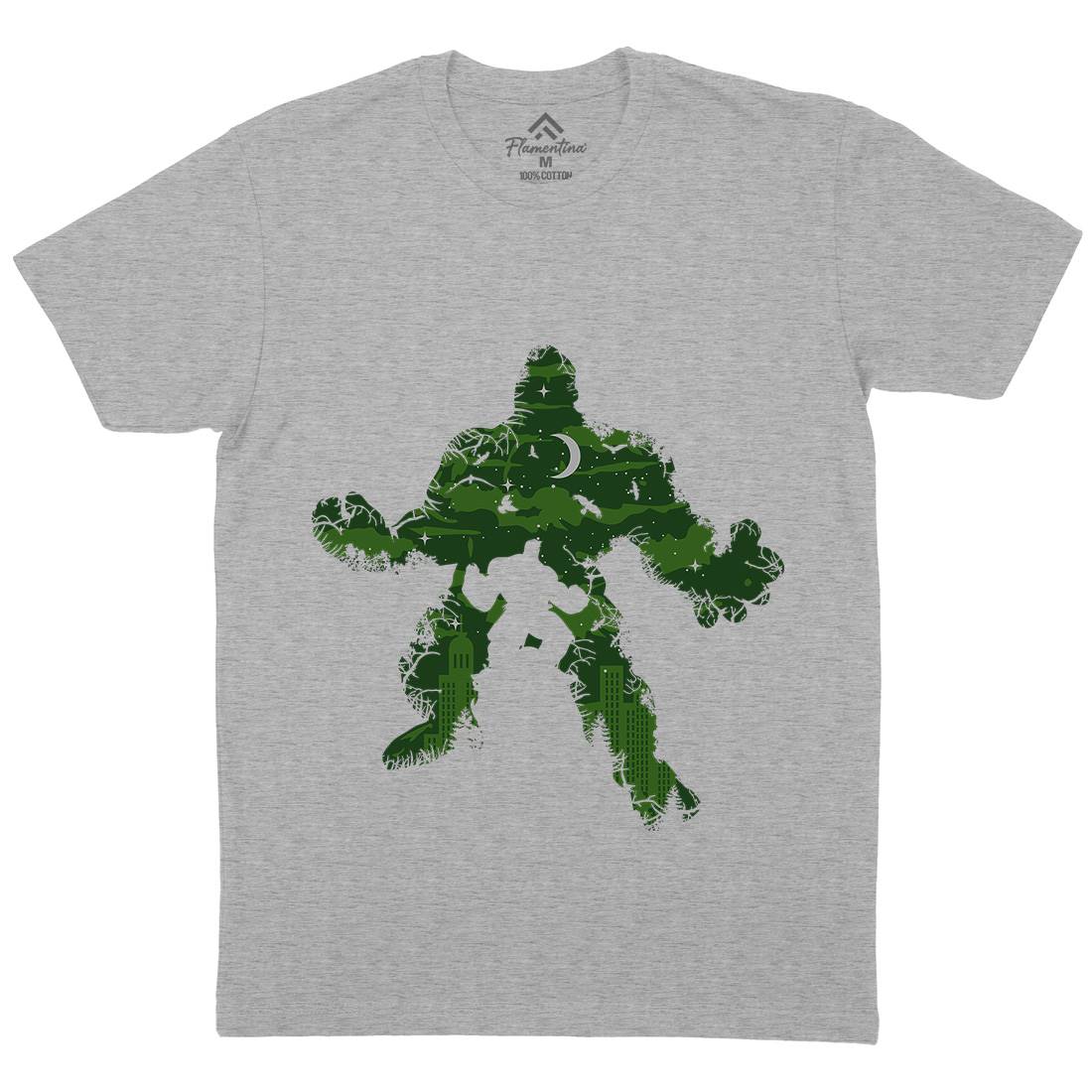 Green Monster Mens Organic Crew Neck T-Shirt Horror B046