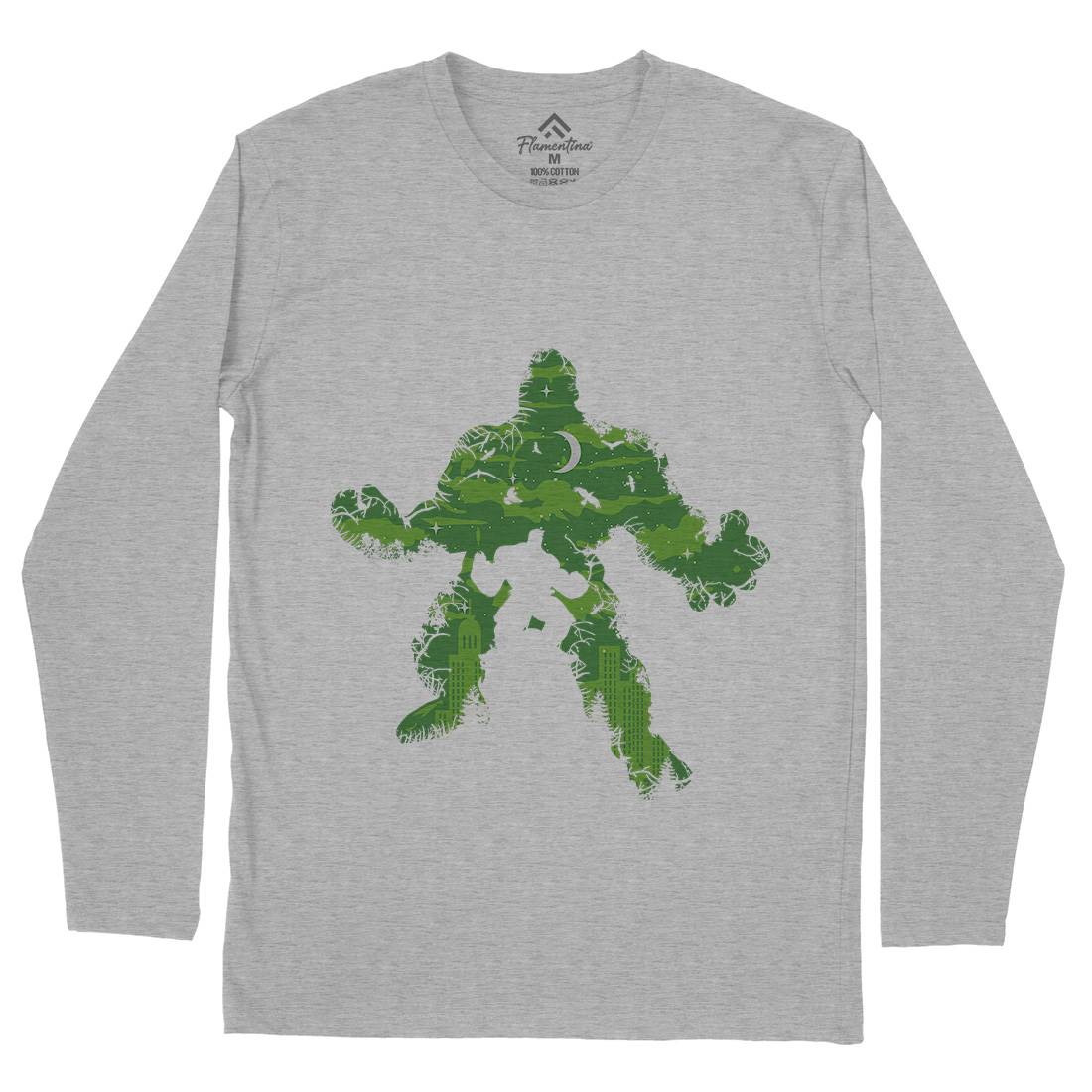 Green Monster Mens Long Sleeve T-Shirt Horror B046