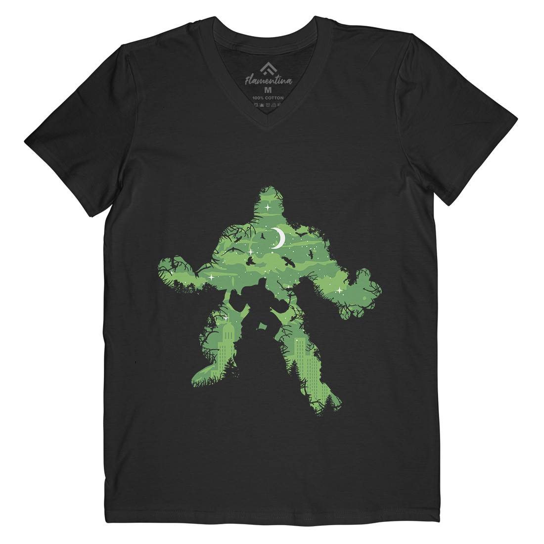 Green Monster Mens V-Neck T-Shirt Horror B046