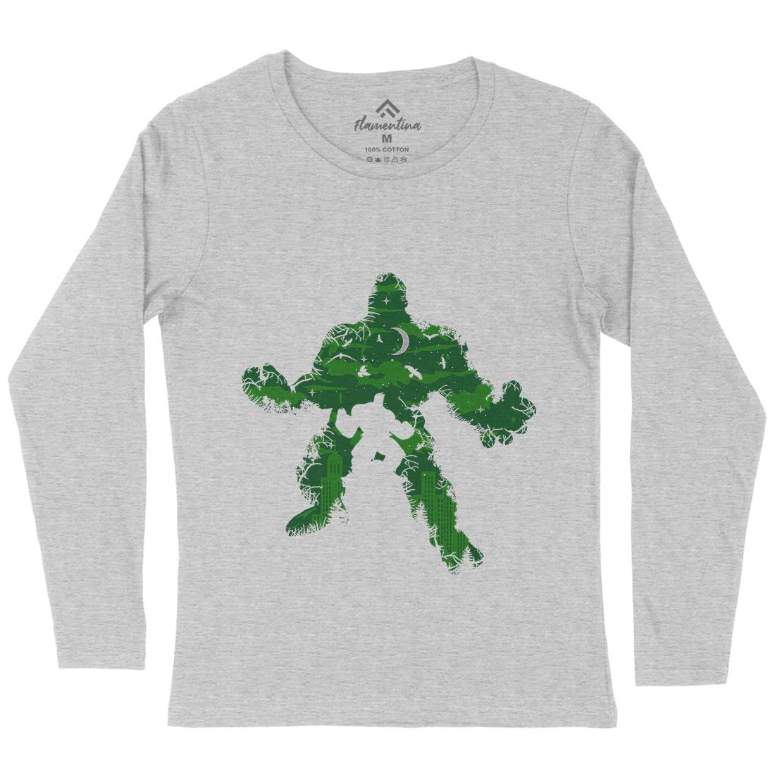 Green Monster Womens Long Sleeve T-Shirt Horror B046
