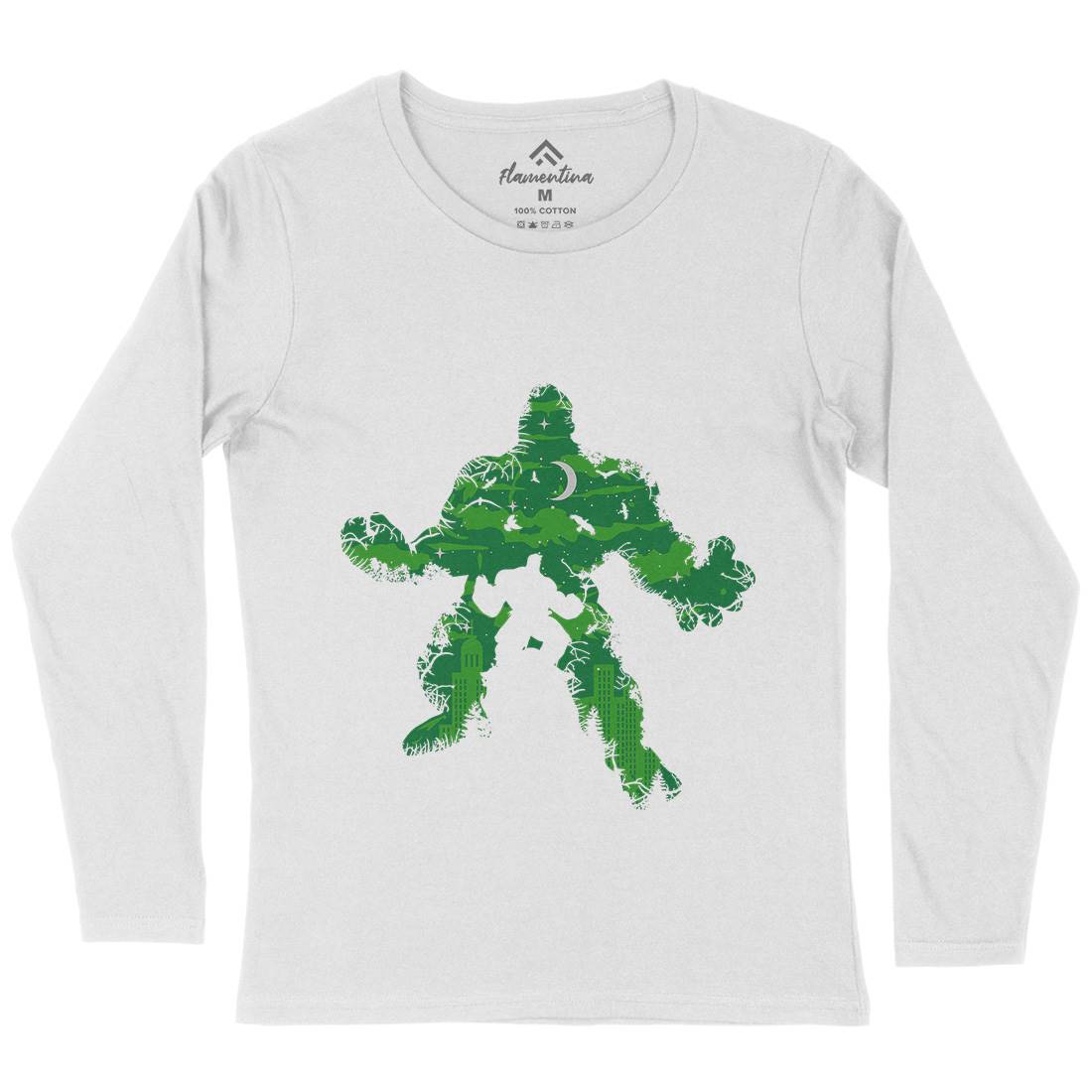 Green Monster Womens Long Sleeve T-Shirt Horror B046