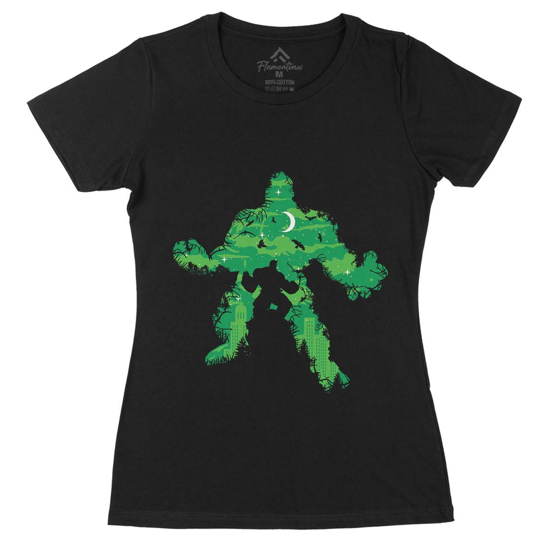 Green Monster Womens Organic Crew Neck T-Shirt Horror B046