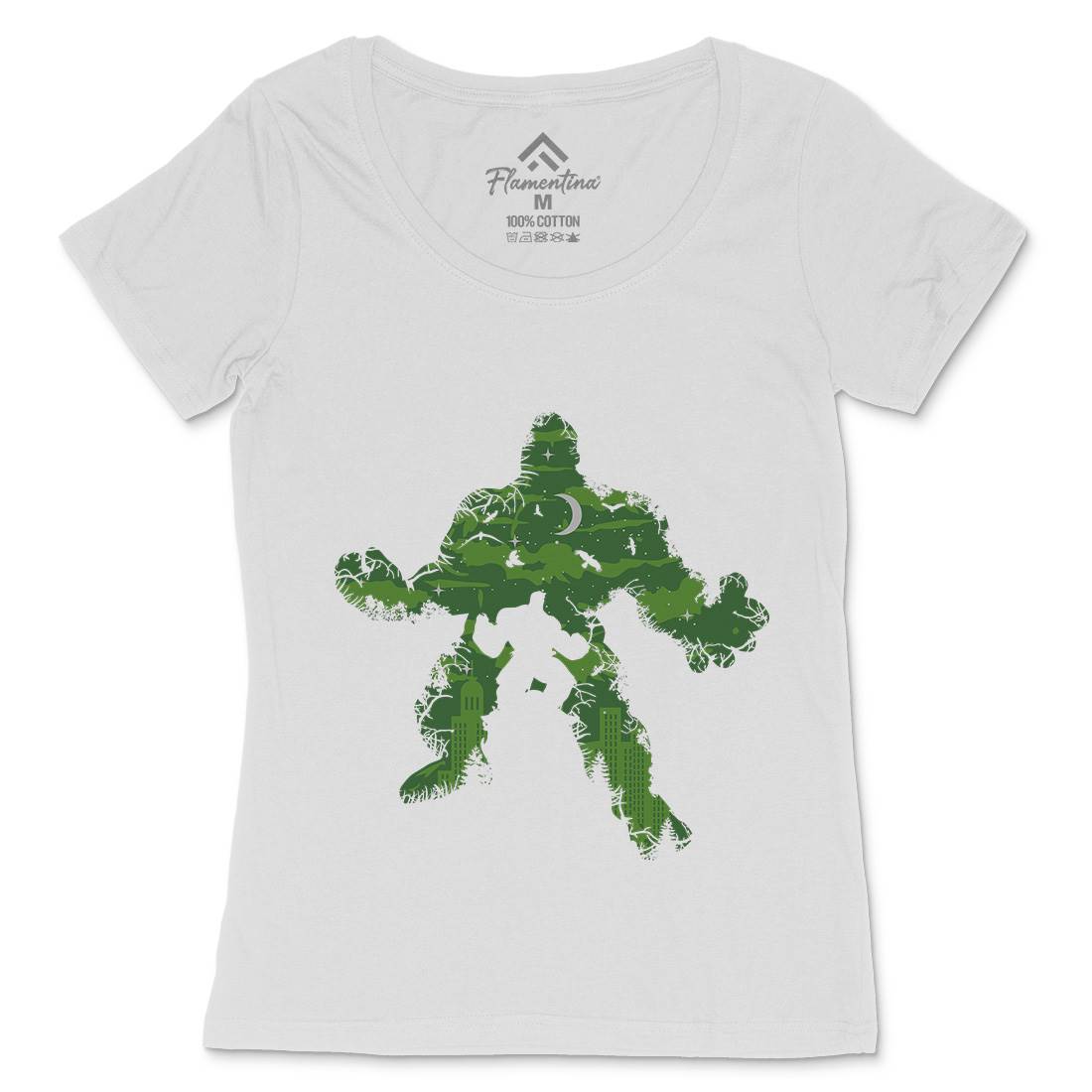 Green Monster Womens Scoop Neck T-Shirt Horror B046
