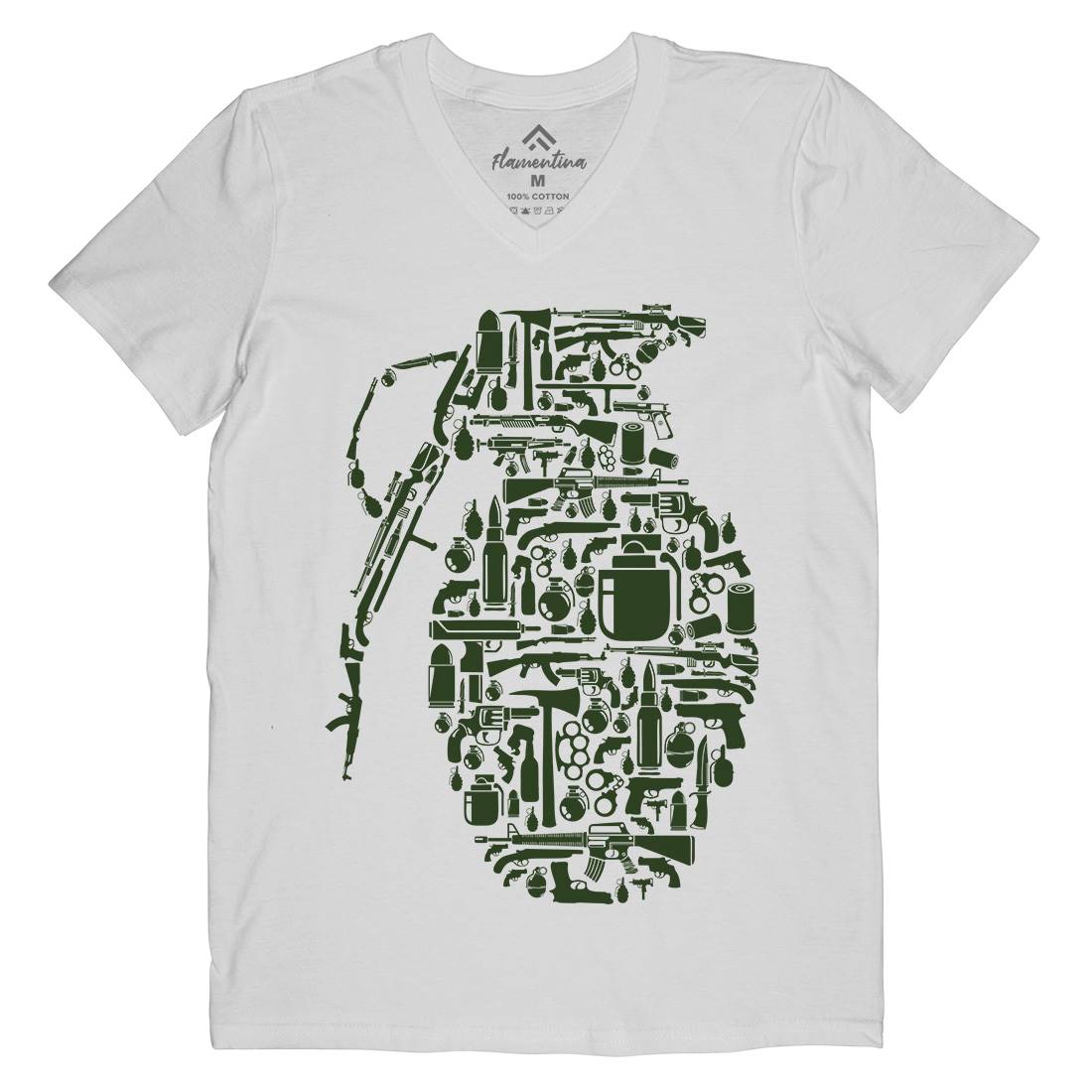 Grenade Mens Organic V-Neck T-Shirt Army B047