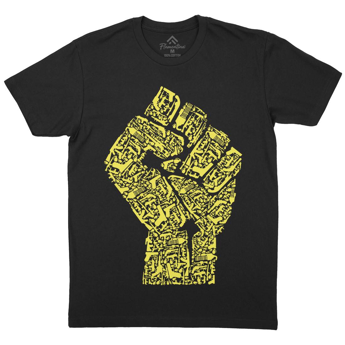 Hand Of Revolution Mens Organic Crew Neck T-Shirt Army B048