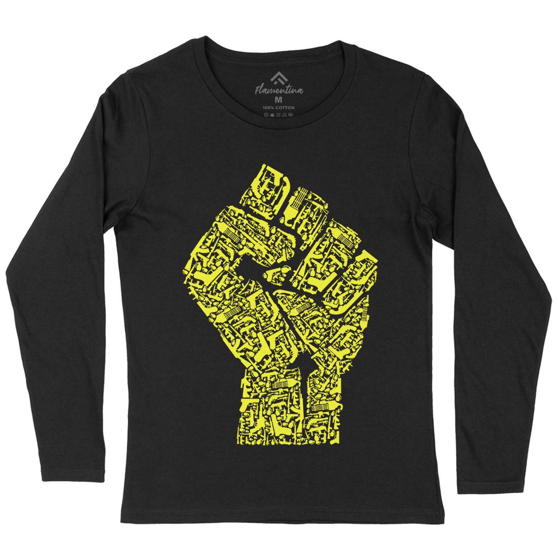 Hand Of Revolution Womens Long Sleeve T-Shirt Army B048