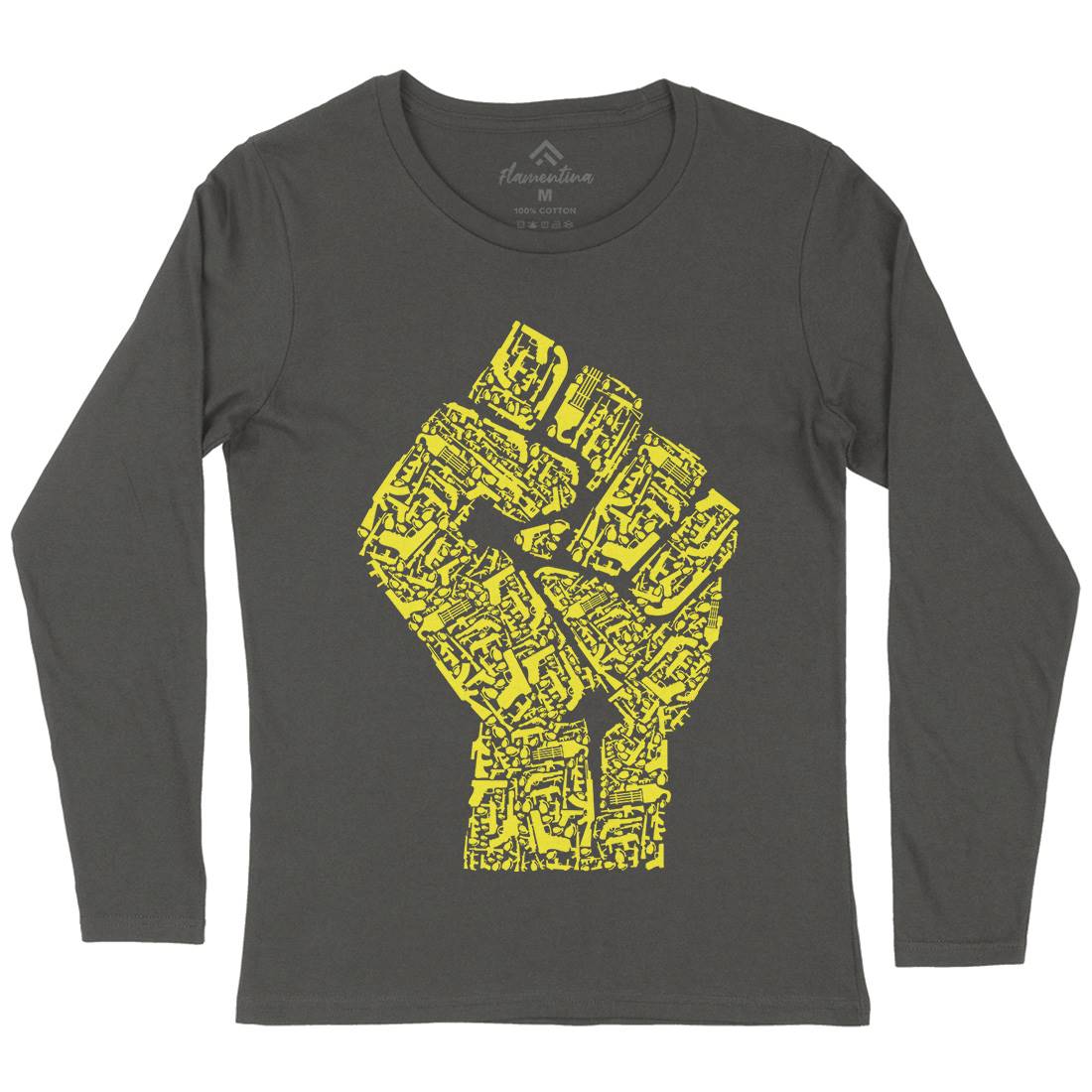 Hand Of Revolution Womens Long Sleeve T-Shirt Army B048
