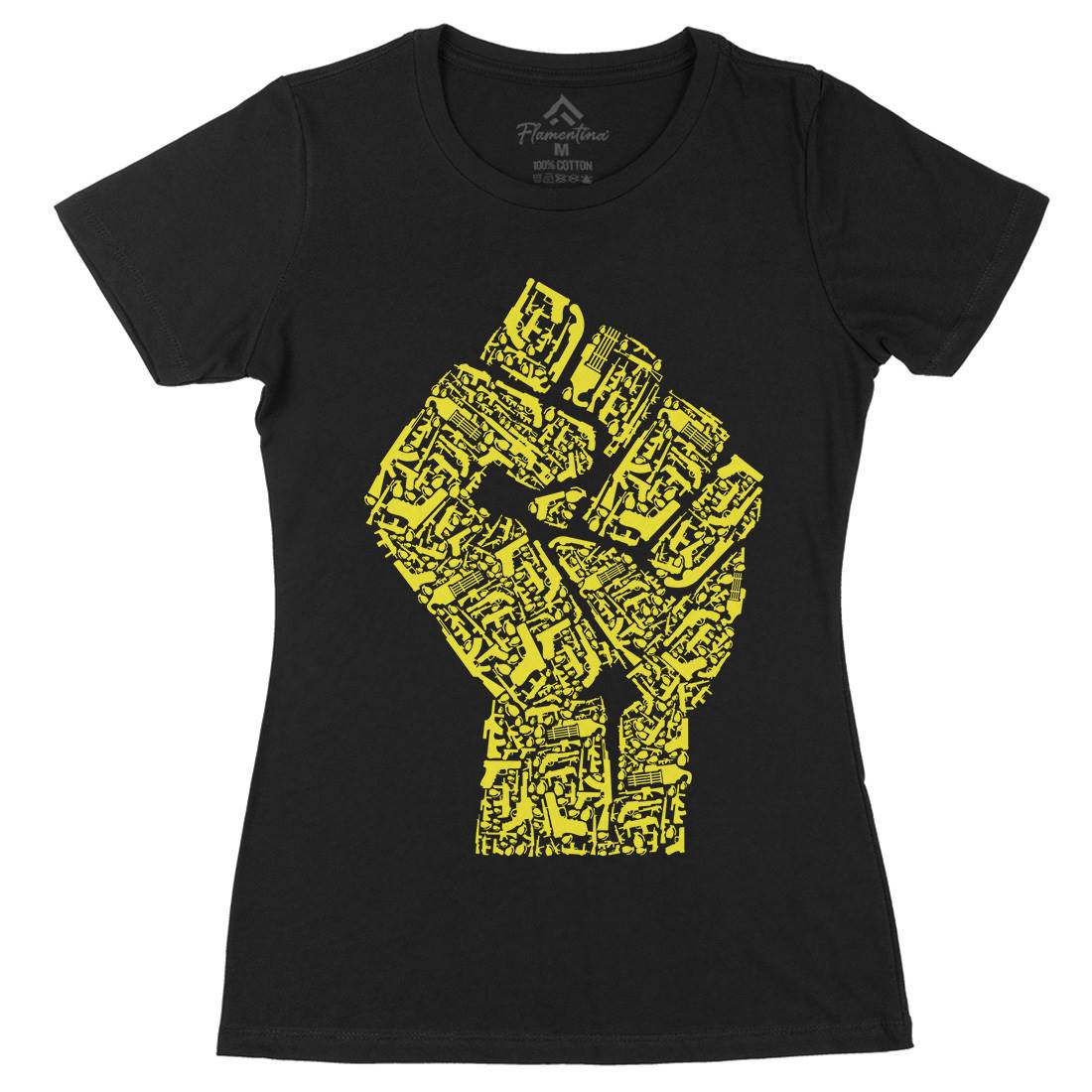 Hand Of Revolution Womens Organic Crew Neck T-Shirt Army B048