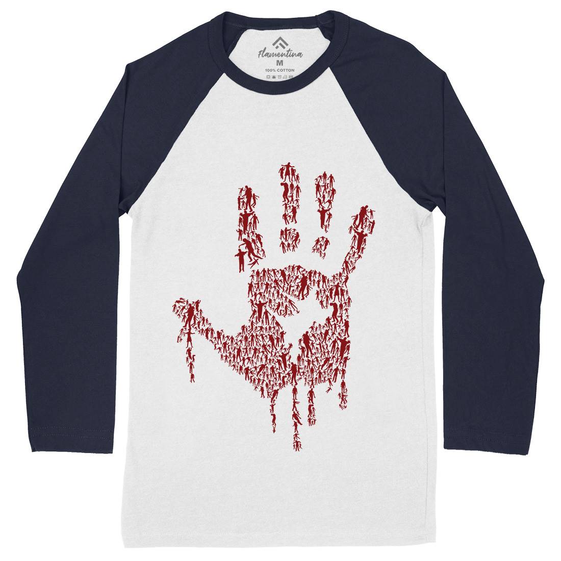 Hand Of Zombies Mens Long Sleeve Baseball T-Shirt Horror B049
