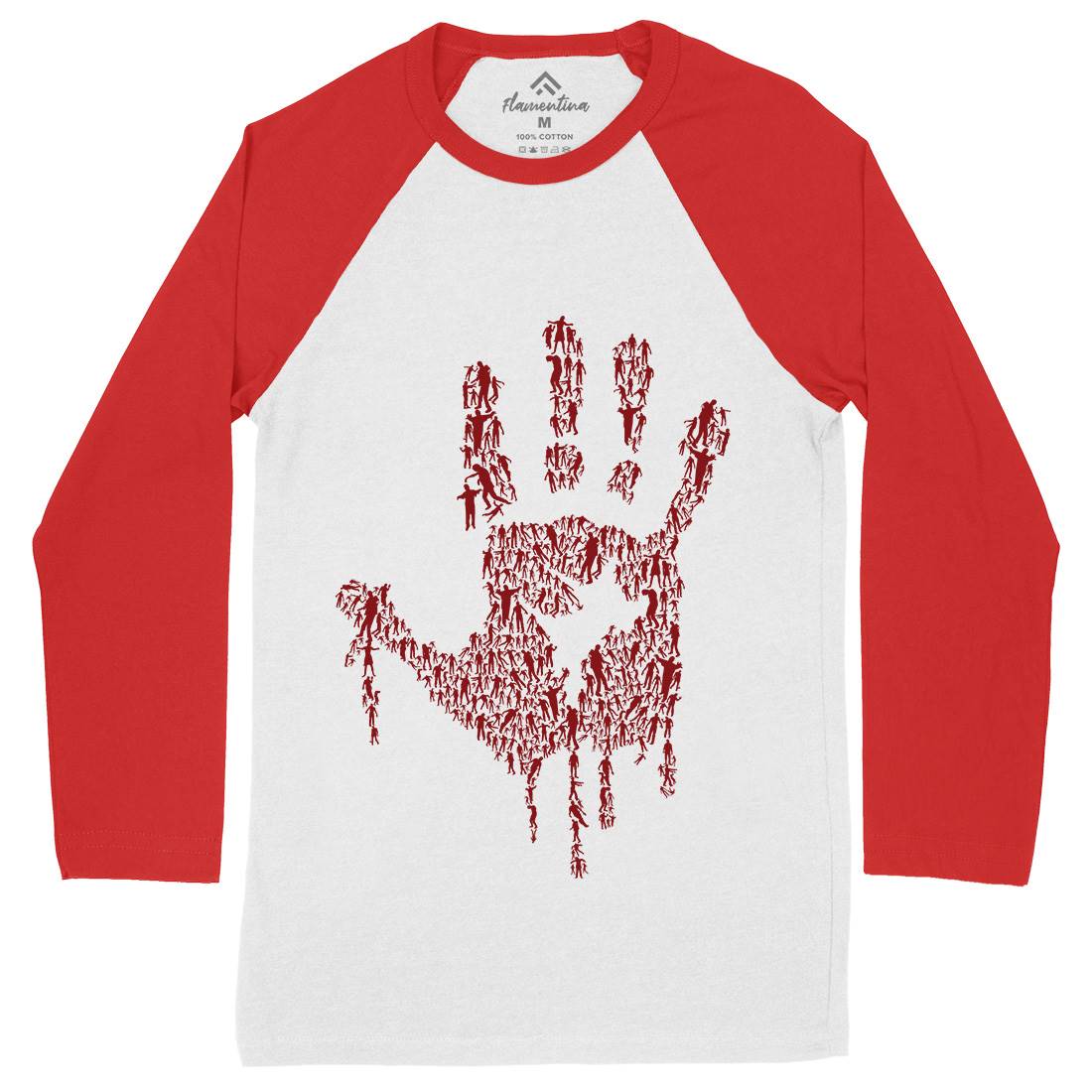 Hand Of Zombies Mens Long Sleeve Baseball T-Shirt Horror B049