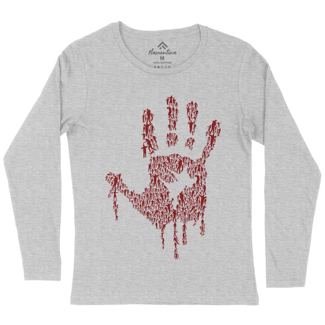 Hand Of Zombies Womens Long Sleeve T-Shirt Horror B049