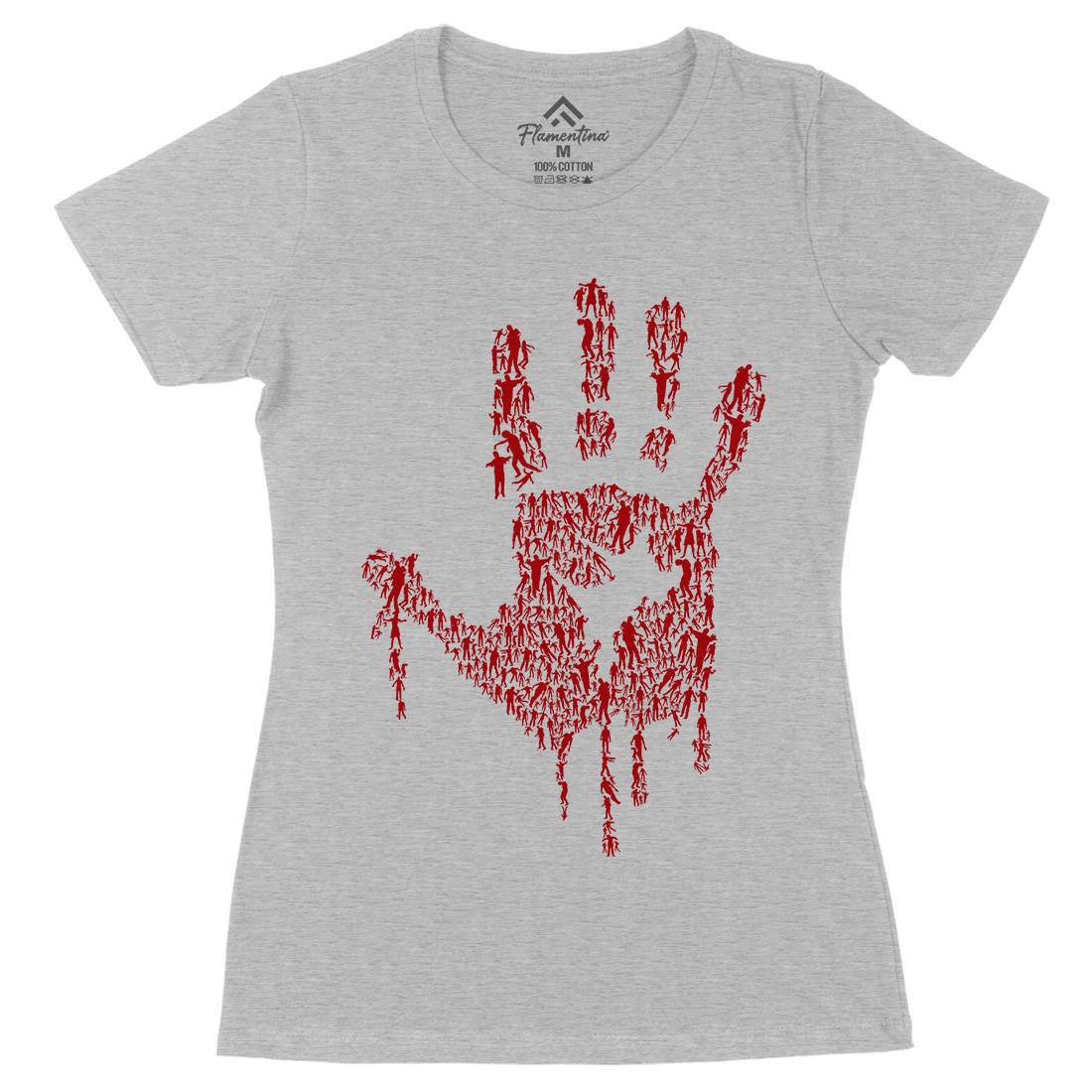 Hand Of Zombies Womens Organic Crew Neck T-Shirt Horror B049