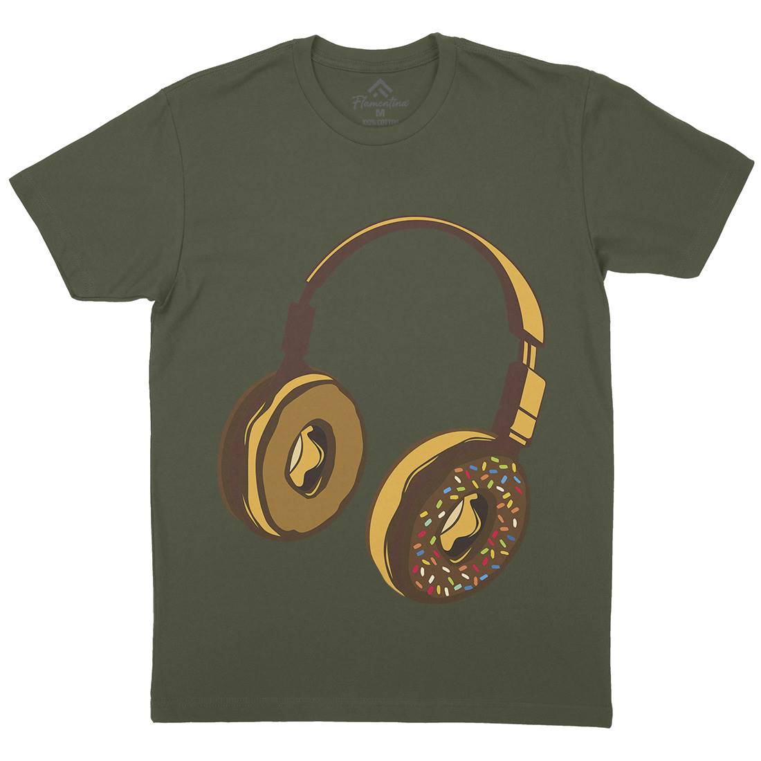 Headphone Donut Mens Crew Neck T-Shirt Music B050