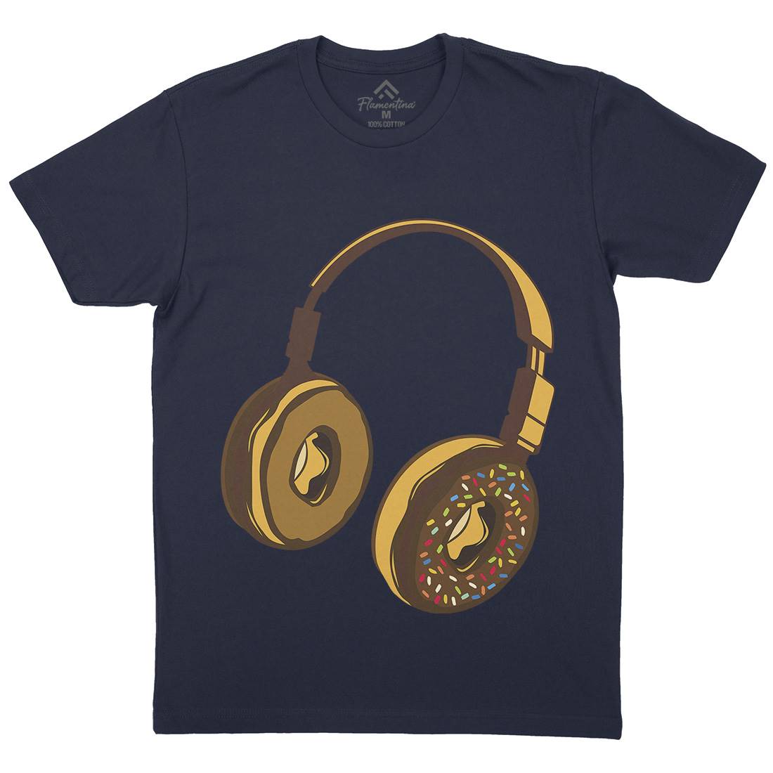 Headphone Donut Mens Crew Neck T-Shirt Music B050