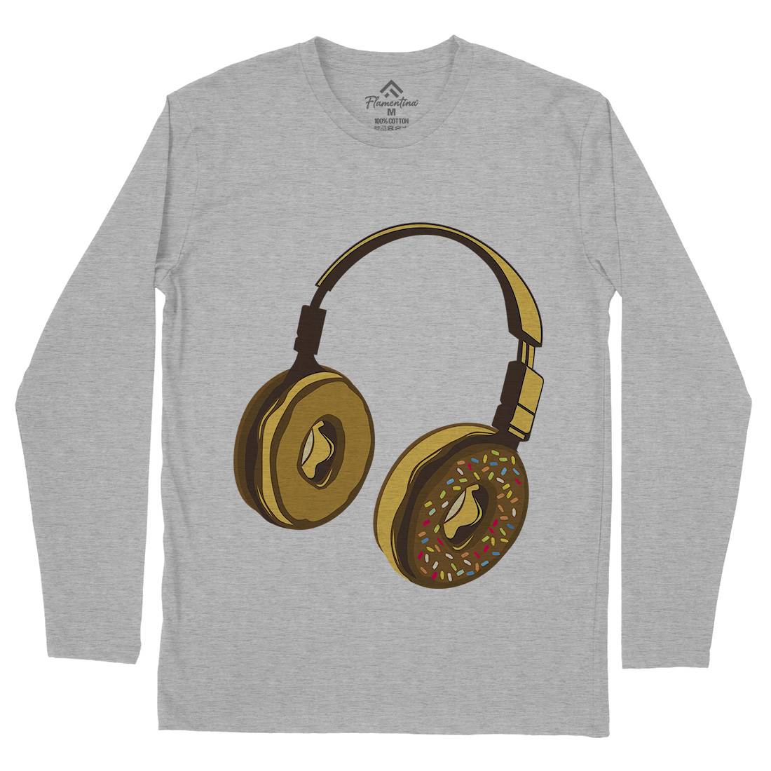 Headphone Donut Mens Long Sleeve T-Shirt Music B050