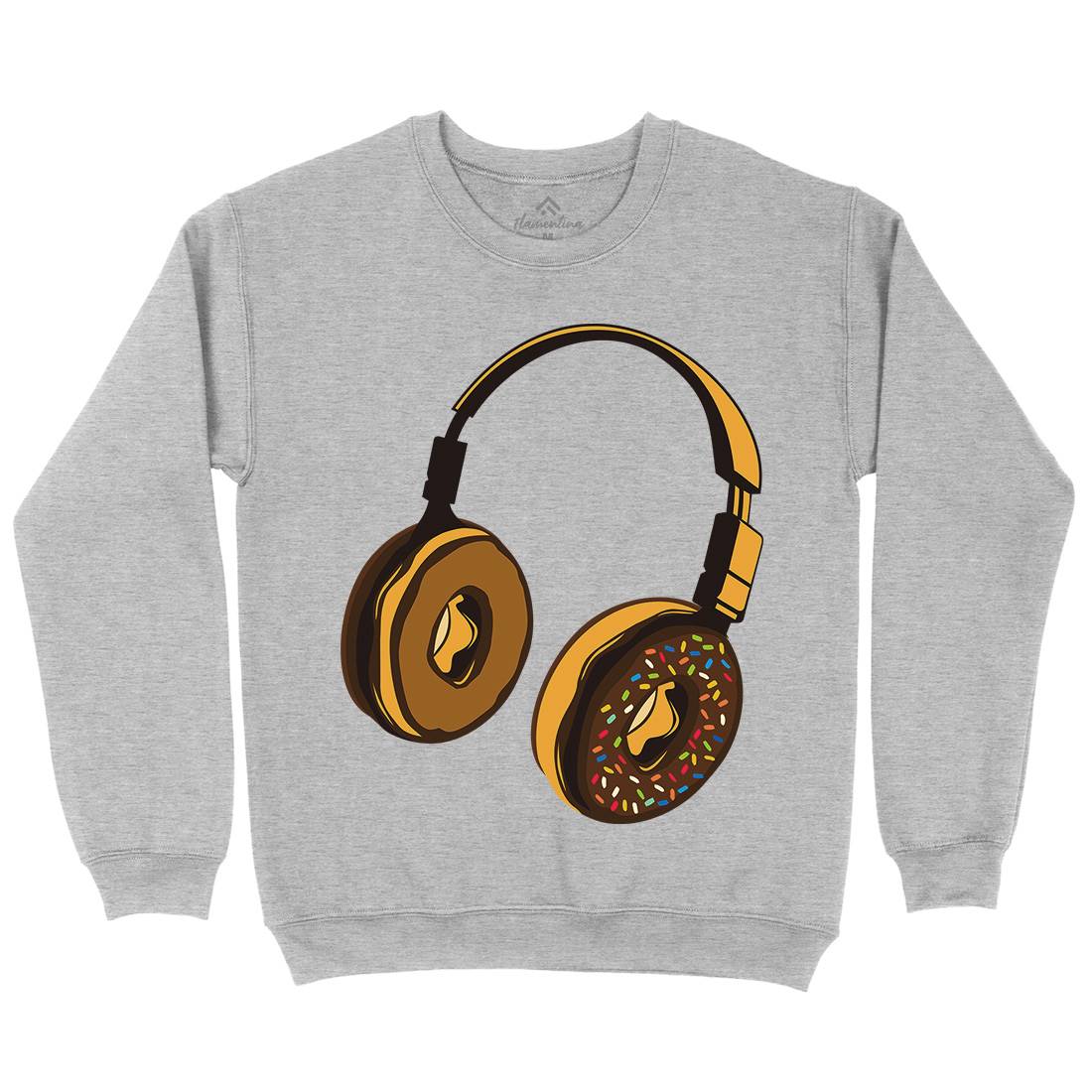 Headphone Donut Mens Crew Neck Sweatshirt Music B050