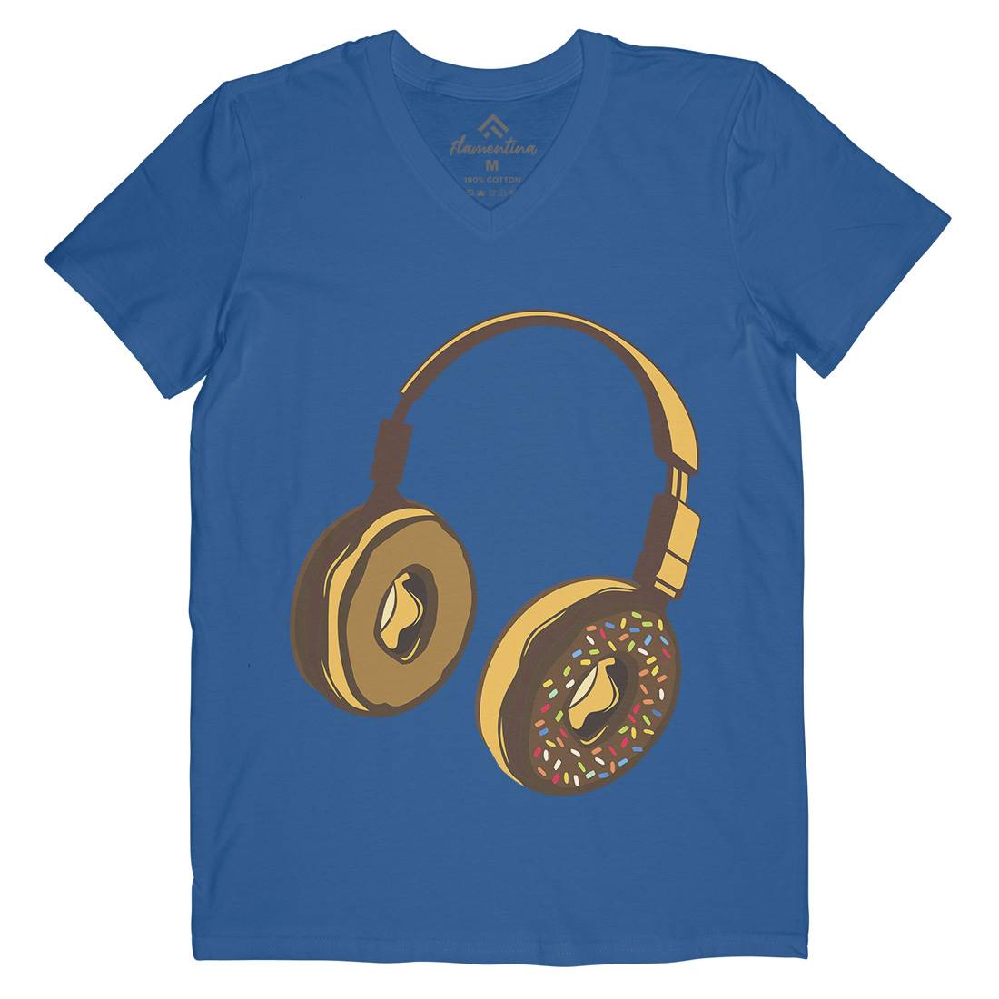 Headphone Donut Mens V-Neck T-Shirt Music B050