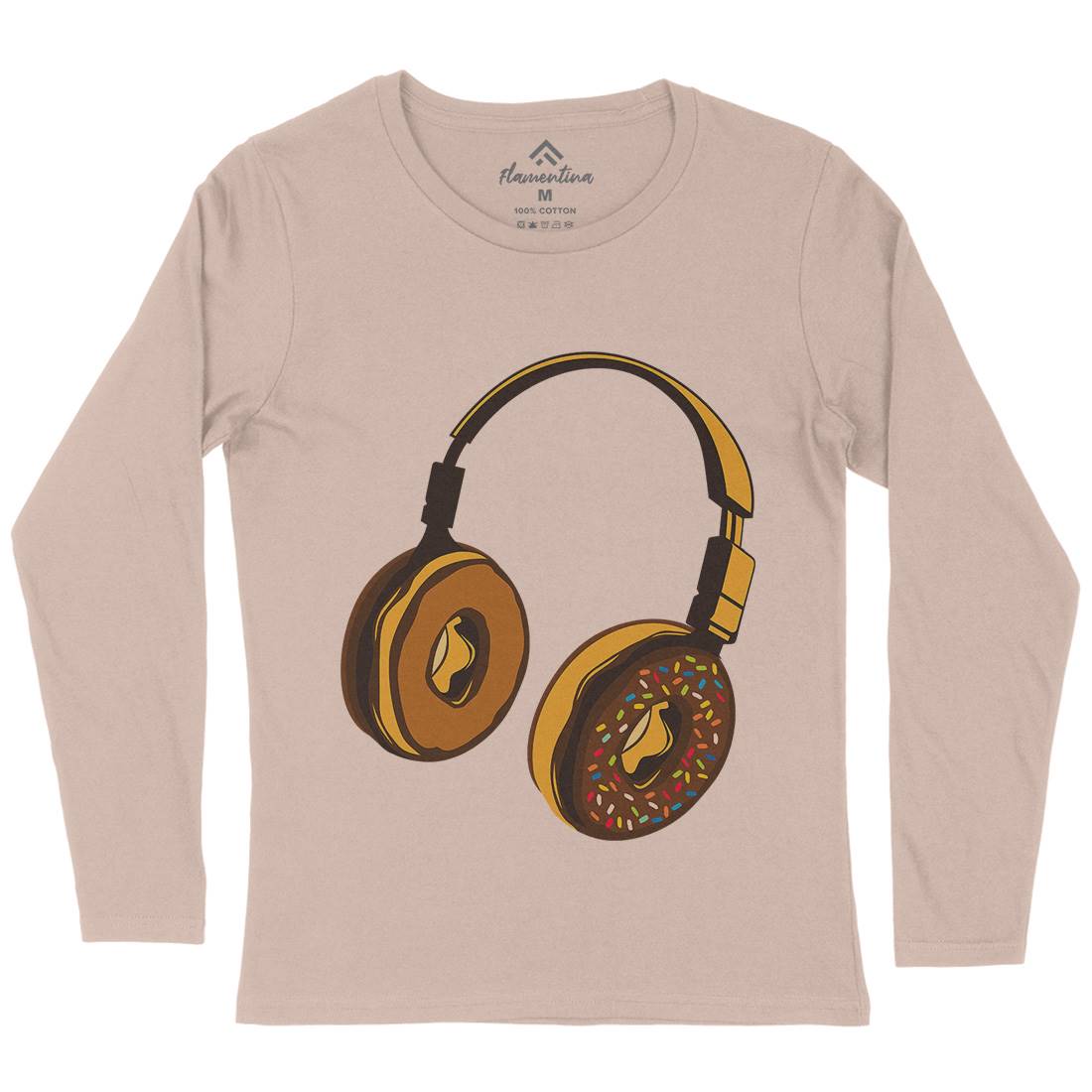 Headphone Donut Womens Long Sleeve T-Shirt Music B050