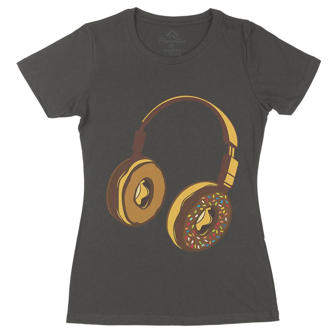 Headphone Donut Womens Organic Crew Neck T-Shirt Music B050
