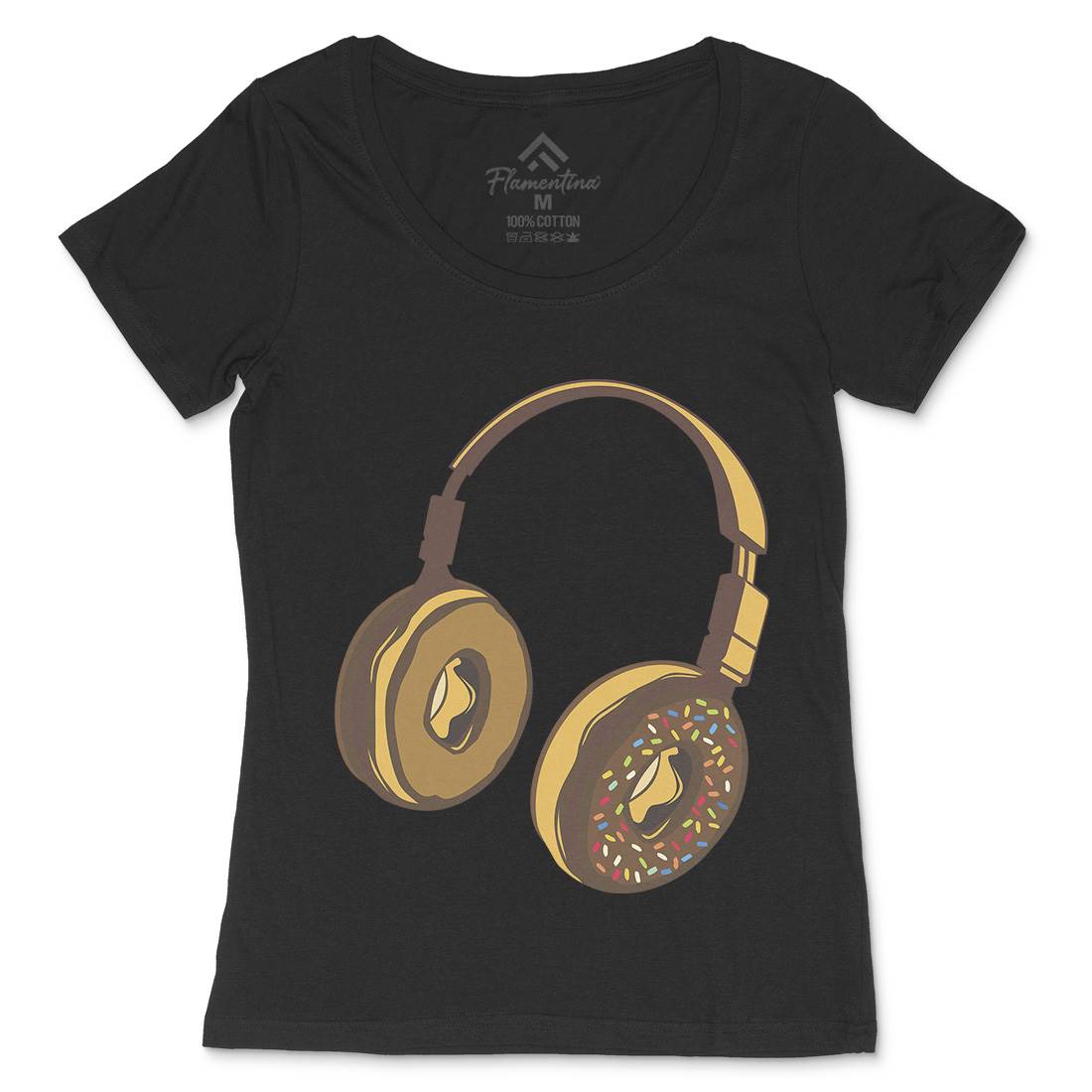 Headphone Donut Womens Scoop Neck T-Shirt Music B050