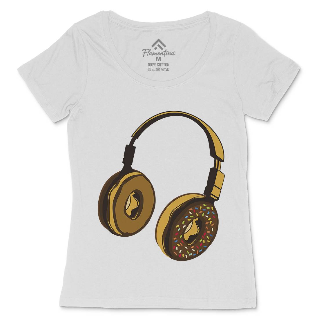 Headphone Donut Womens Scoop Neck T-Shirt Music B050