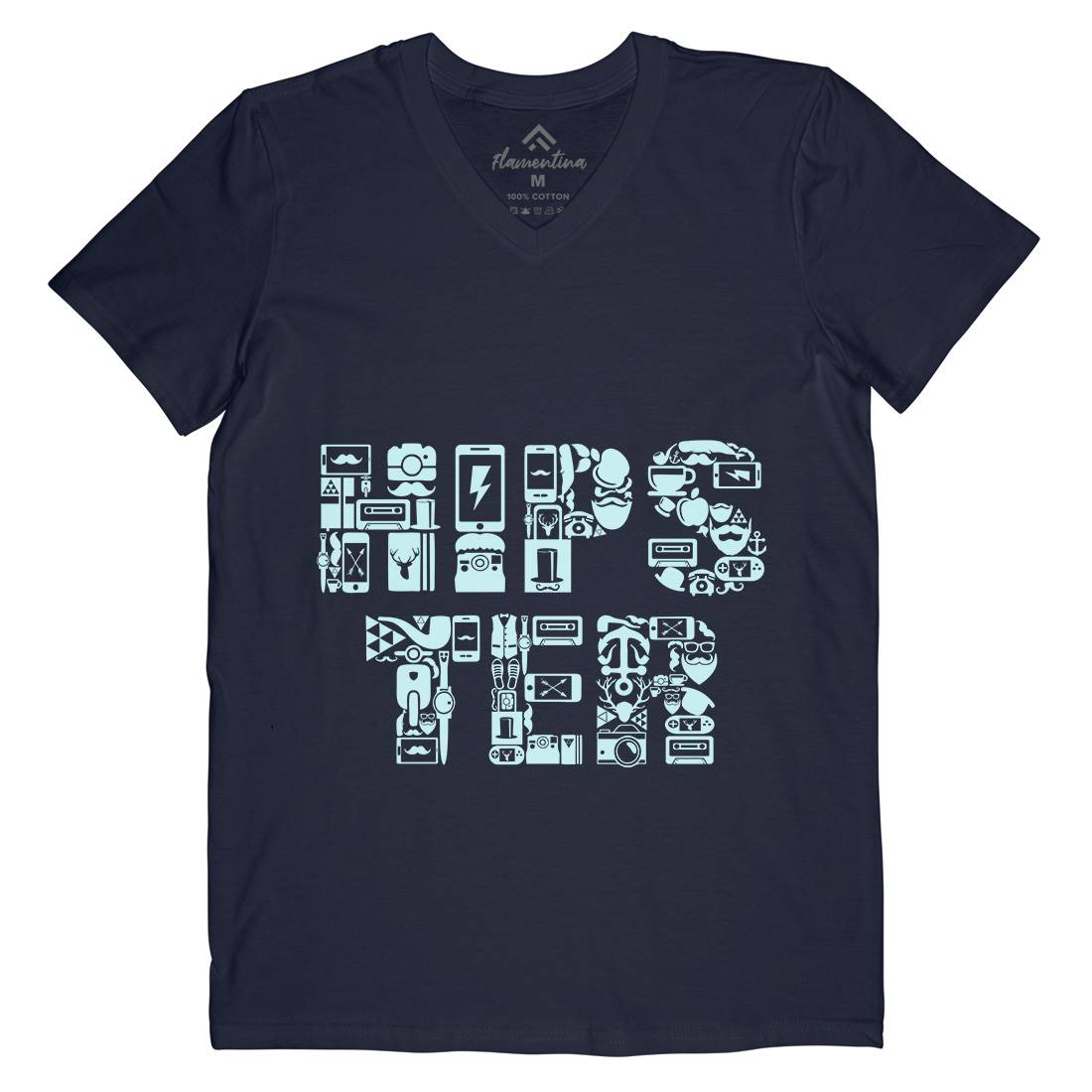 Hipster Mens Organic V-Neck T-Shirt Barber B051