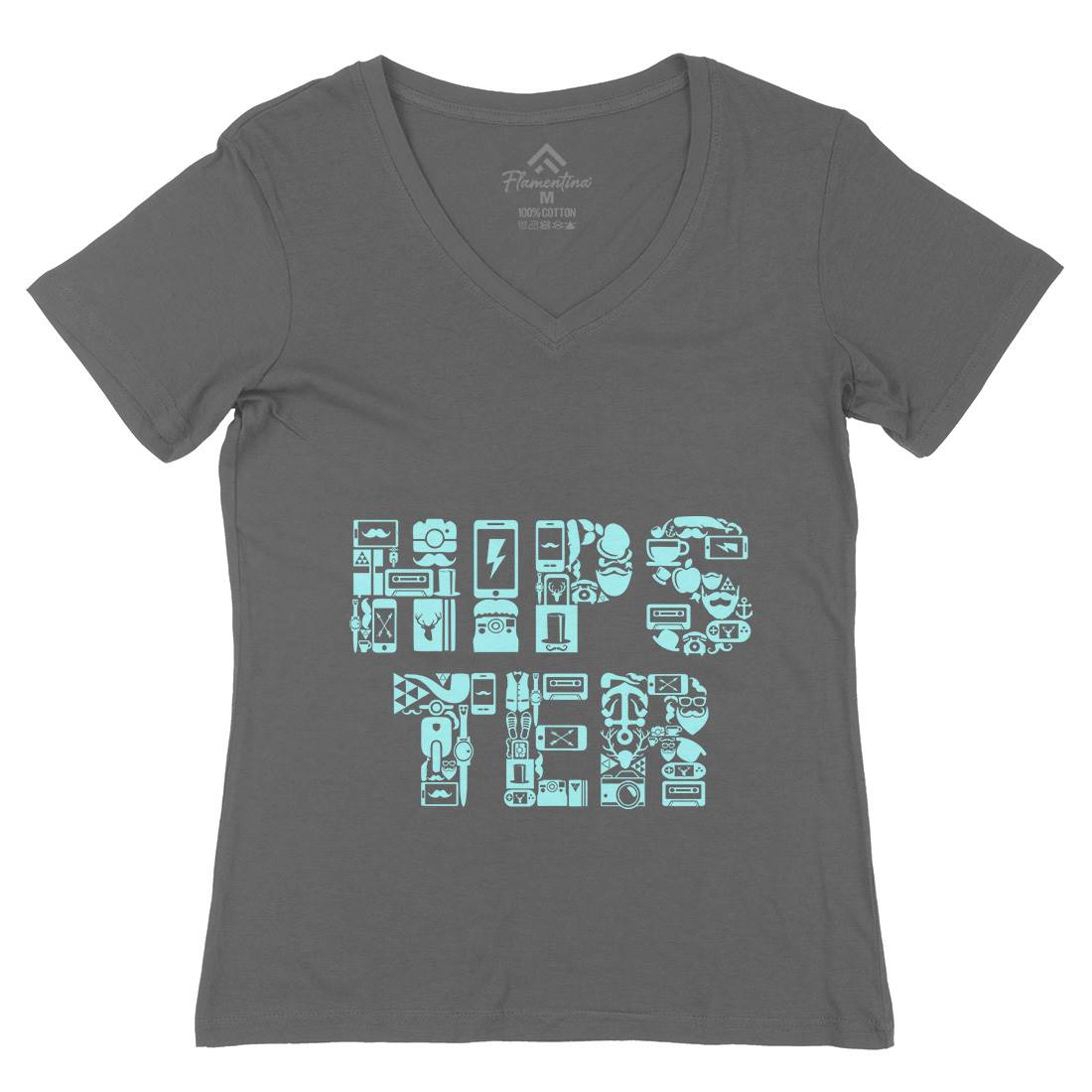 Hipster Womens Organic V-Neck T-Shirt Barber B051