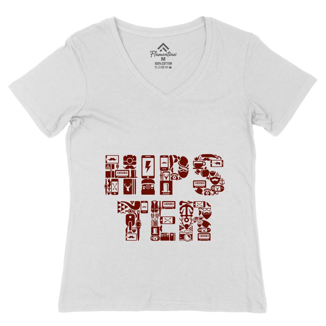 Hipster Womens Organic V-Neck T-Shirt Barber B051