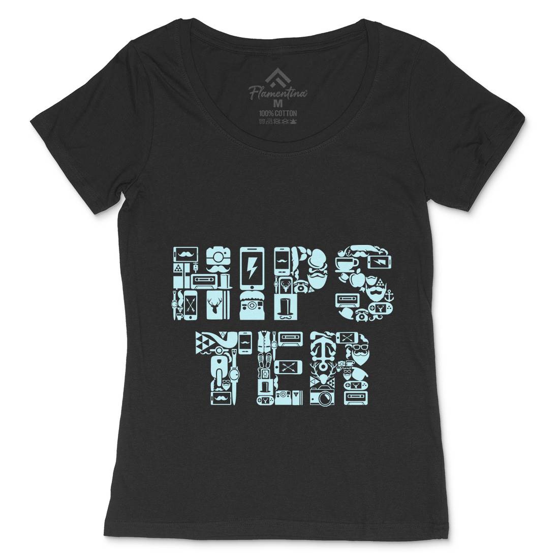 Hipster Womens Scoop Neck T-Shirt Barber B051