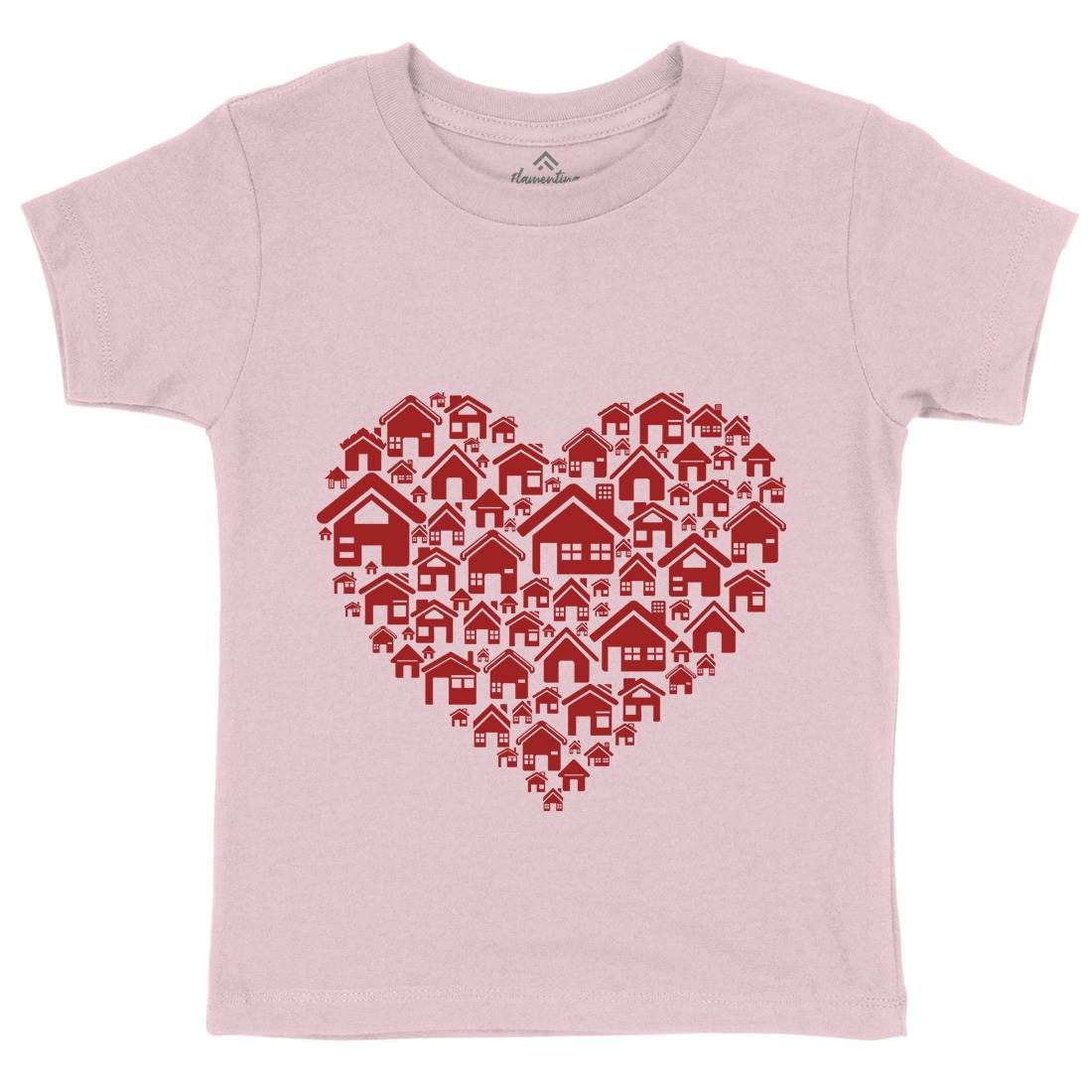 Home Heart Kids Crew Neck T-Shirt Retro B052