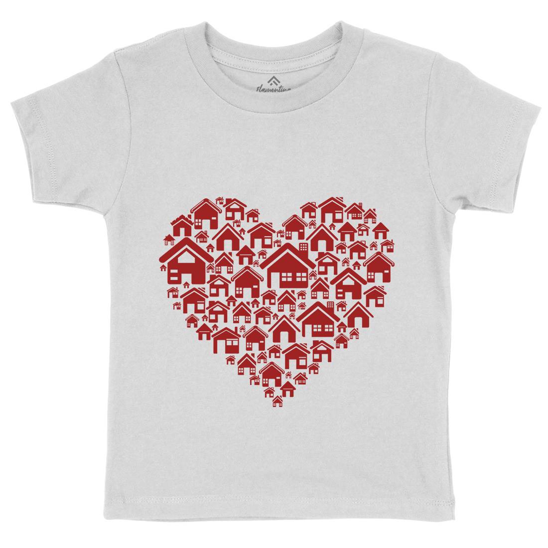 Home Heart Kids Crew Neck T-Shirt Retro B052