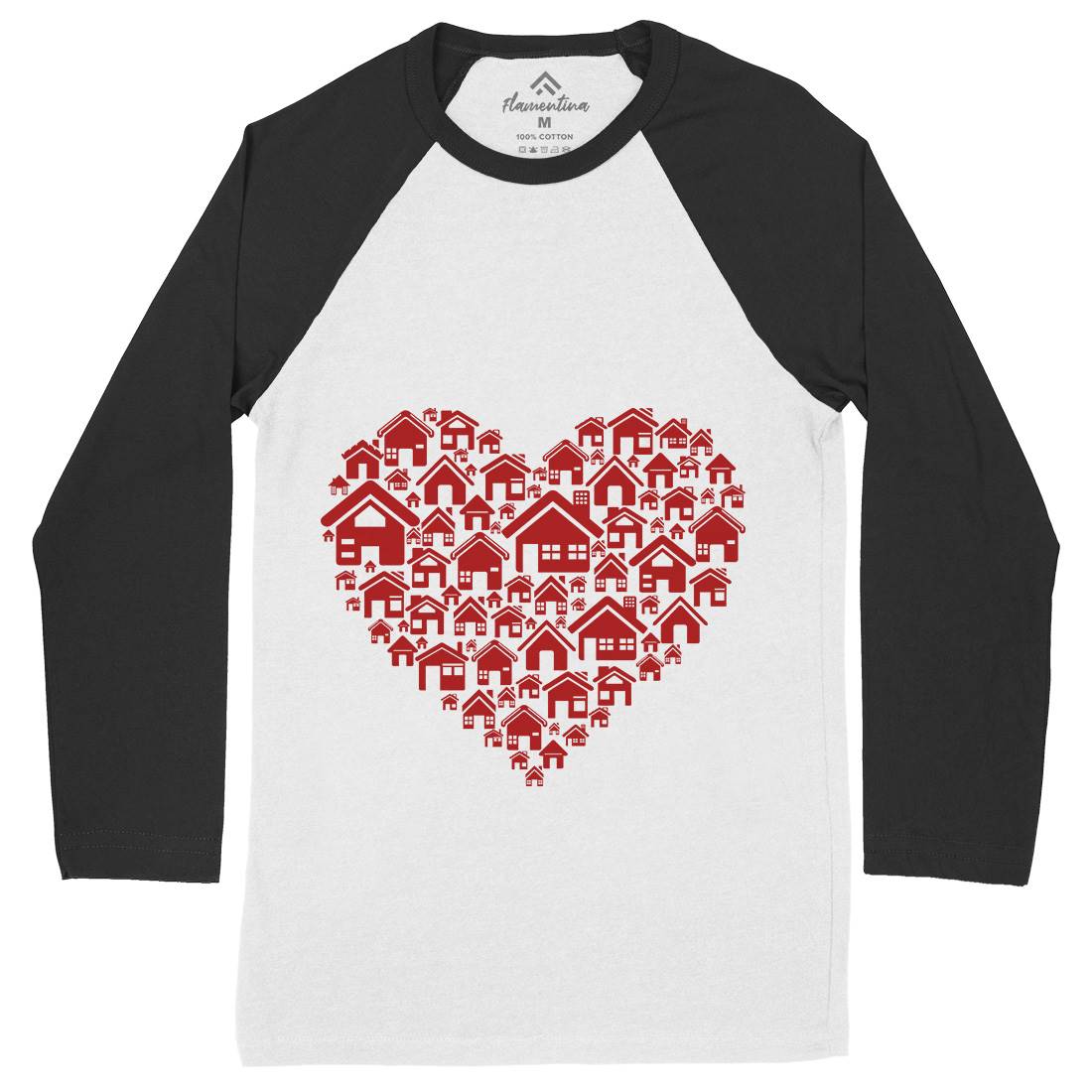 Home Heart Mens Long Sleeve Baseball T-Shirt Retro B052