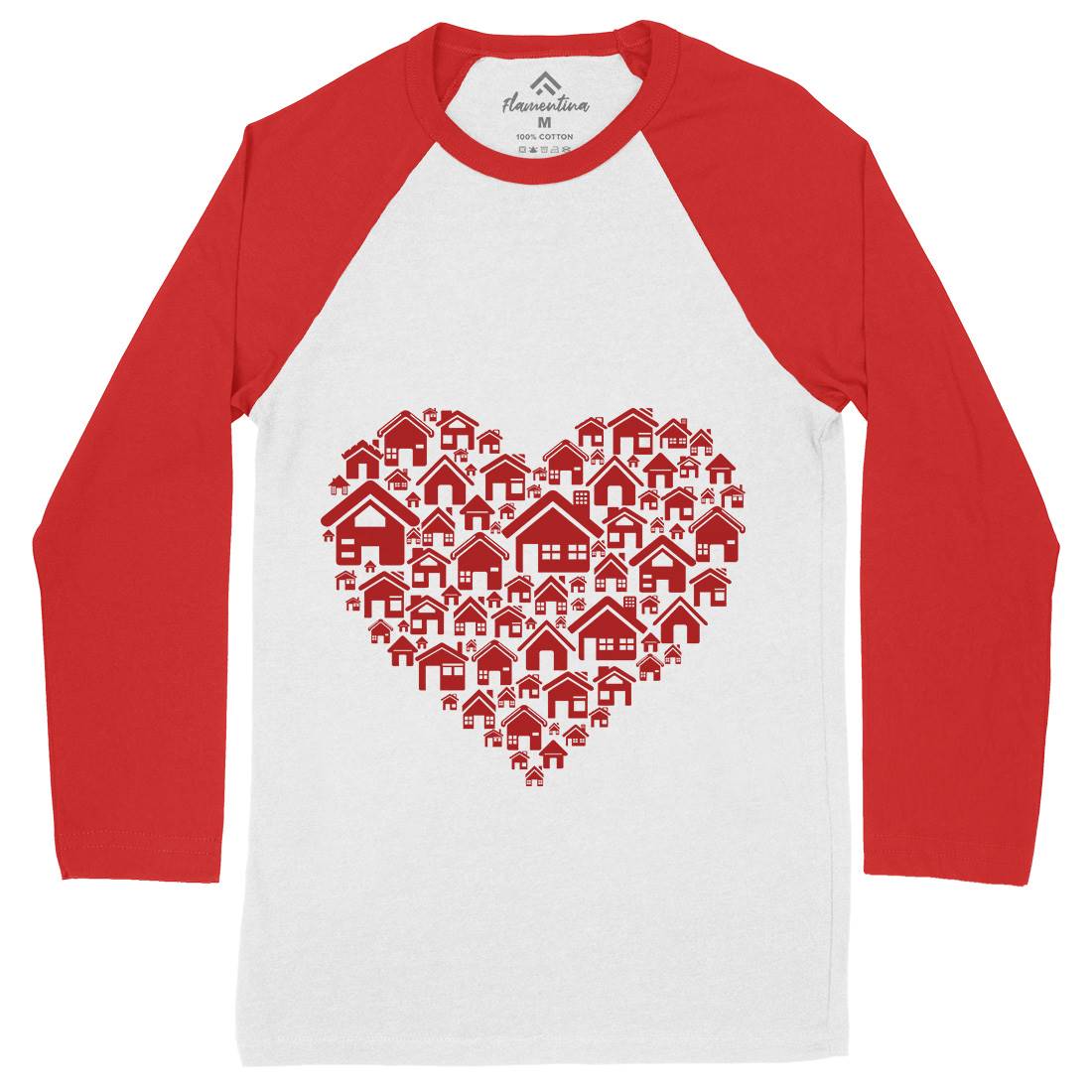 Home Heart Mens Long Sleeve Baseball T-Shirt Retro B052