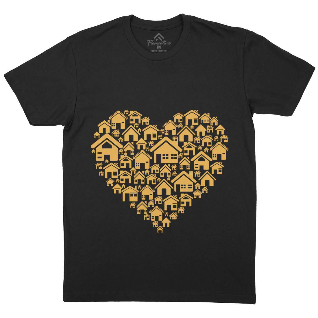 Home Heart Mens Crew Neck T-Shirt Retro B052