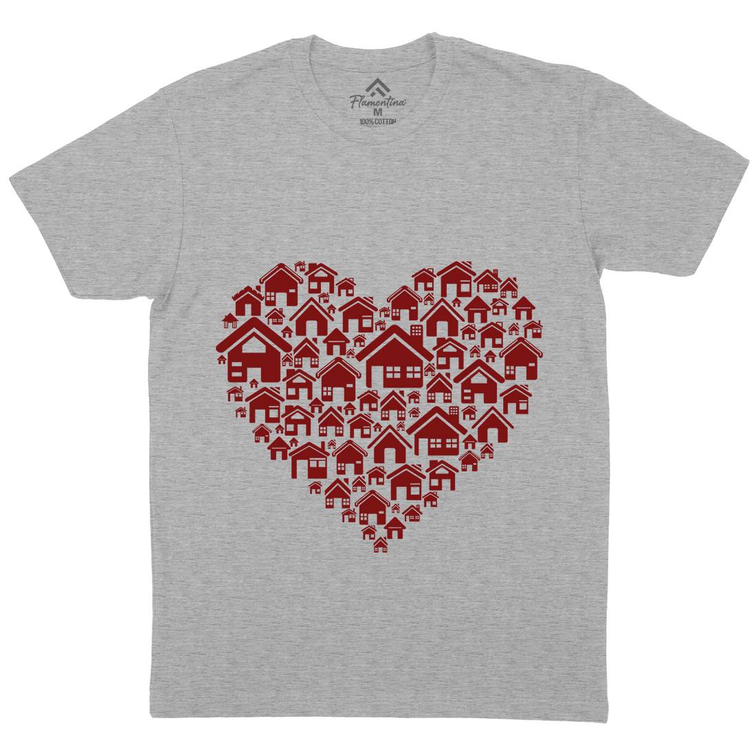 Home Heart Mens Organic Crew Neck T-Shirt Retro B052