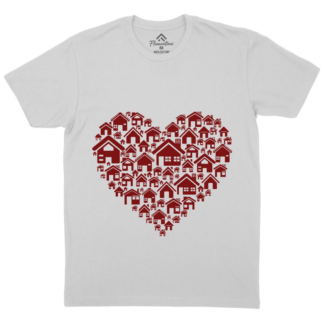 Home Heart Mens Crew Neck T-Shirt Retro B052