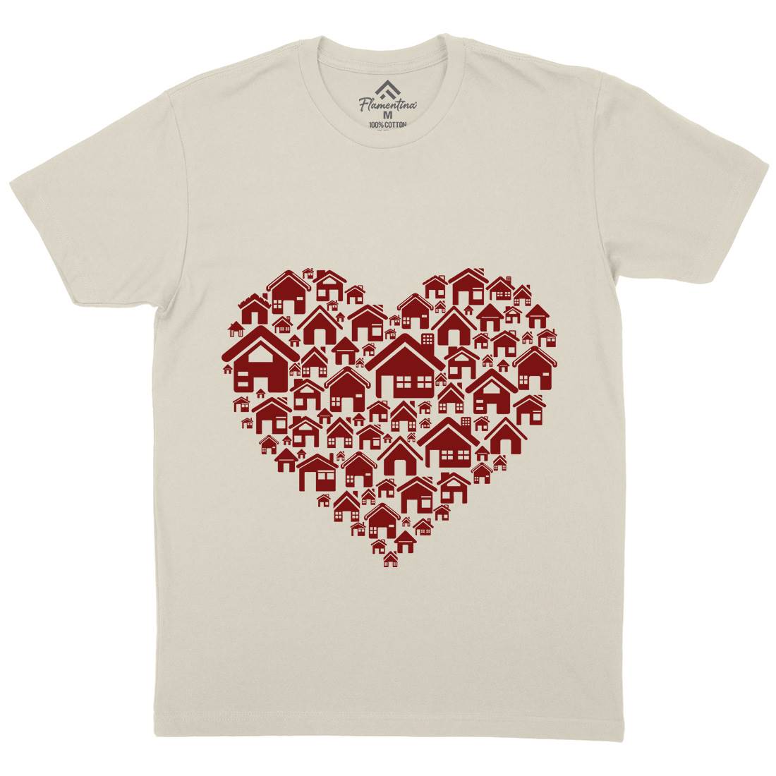 Home Heart Mens Organic Crew Neck T-Shirt Retro B052