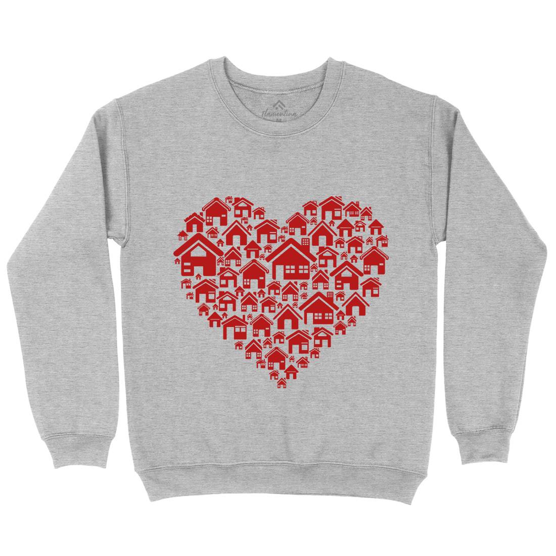 Home Heart Mens Crew Neck Sweatshirt Retro B052
