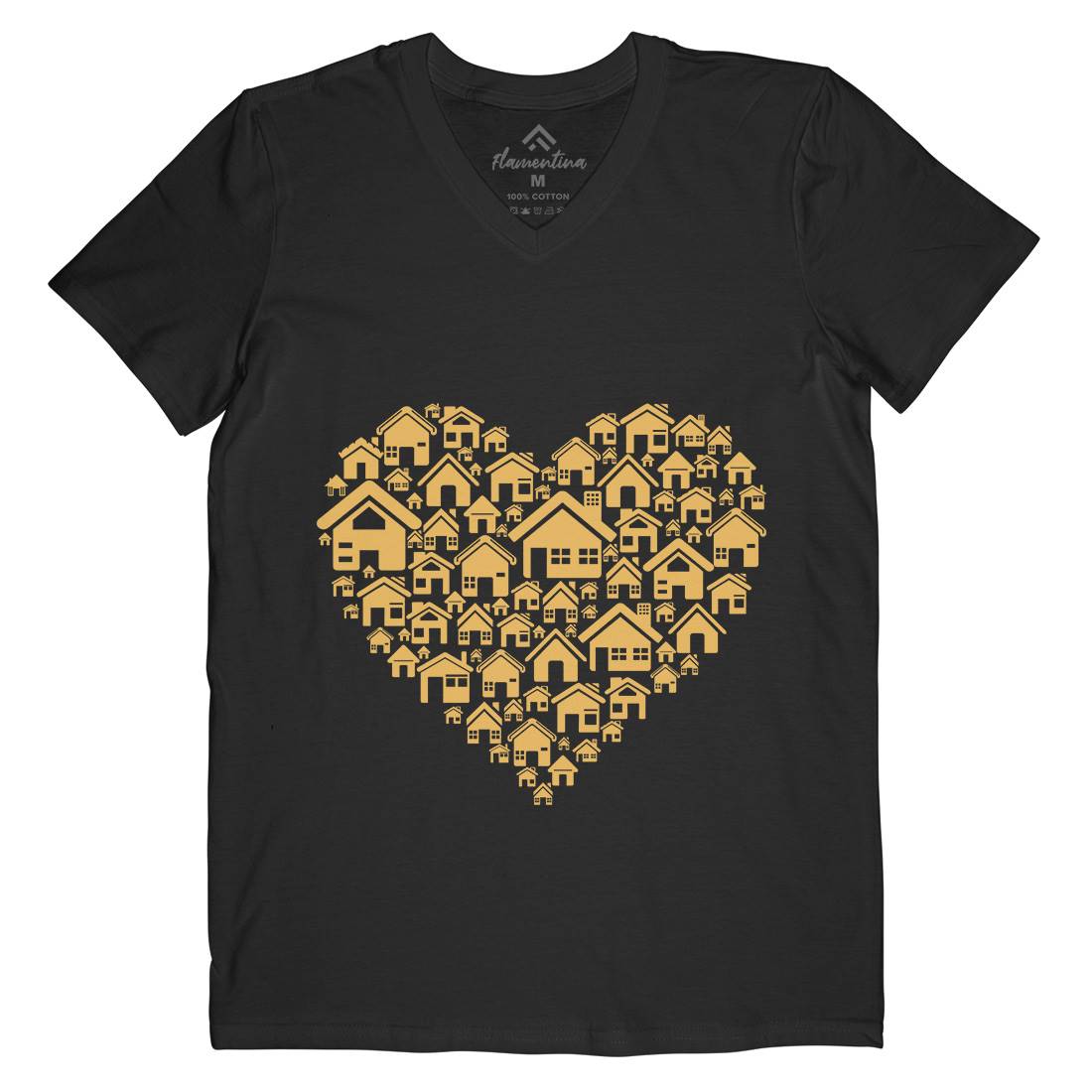 Home Heart Mens V-Neck T-Shirt Retro B052