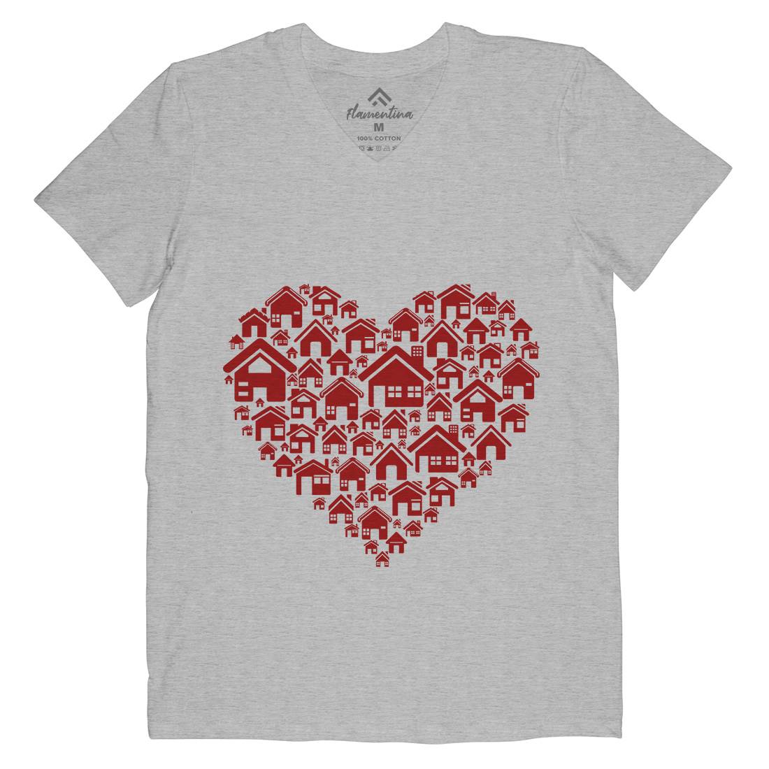 Home Heart Mens V-Neck T-Shirt Retro B052