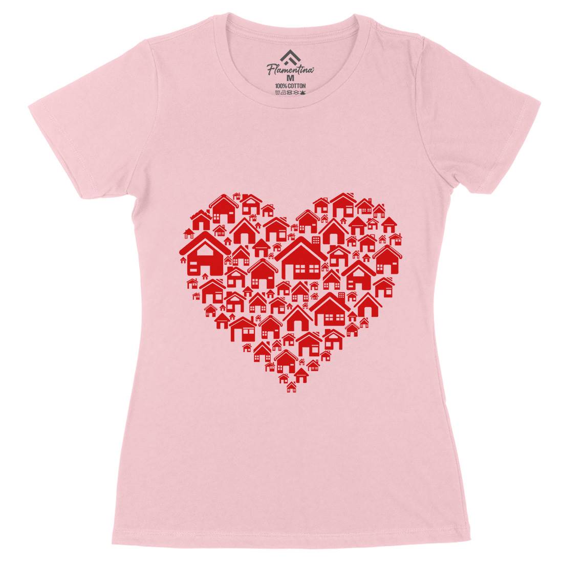 Home Heart Womens Organic Crew Neck T-Shirt Retro B052