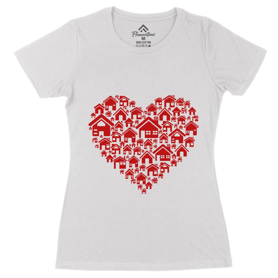 Home Heart Womens Organic Crew Neck T-Shirt Retro B052