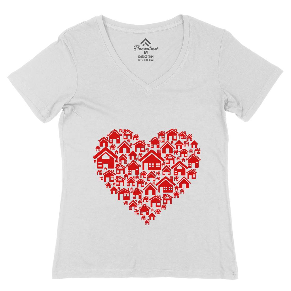 Home Heart Womens Organic V-Neck T-Shirt Retro B052