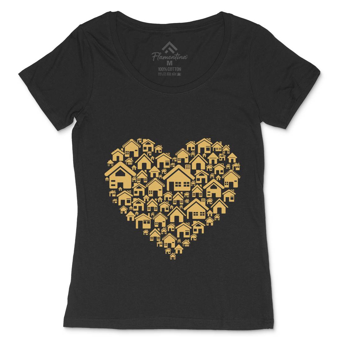 Home Heart Womens Scoop Neck T-Shirt Retro B052