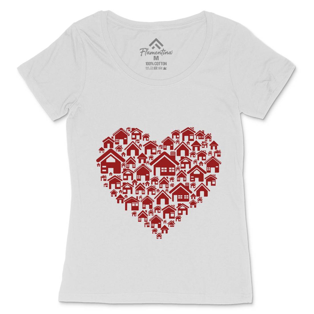 Home Heart Womens Scoop Neck T-Shirt Retro B052