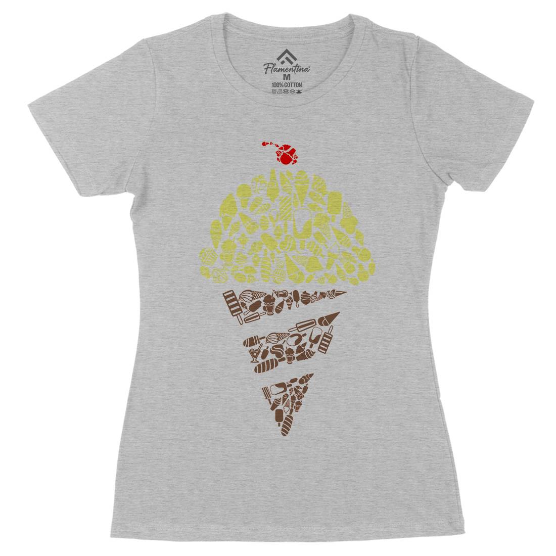 Ice Cream Womens Organic Crew Neck T-Shirt Food B053