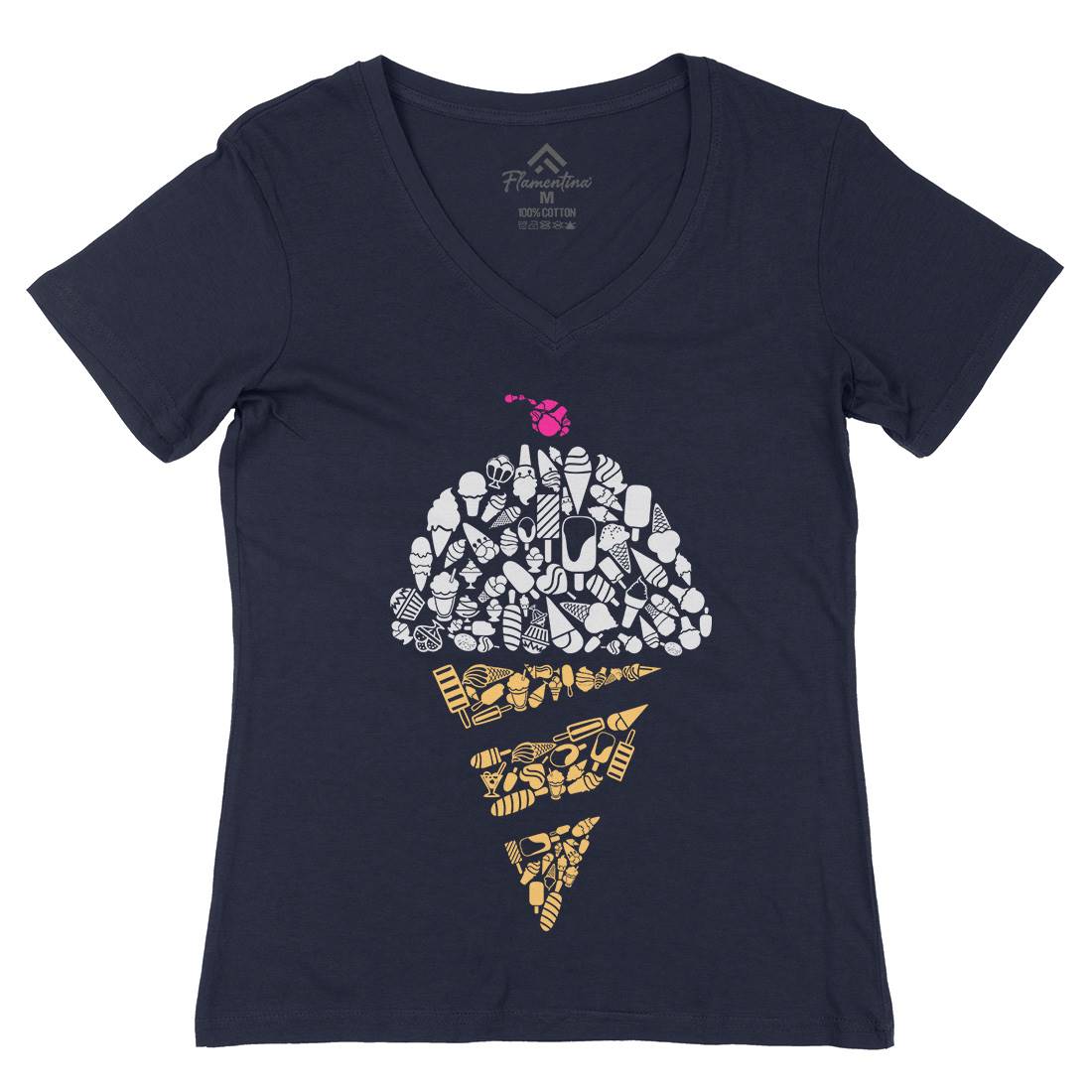 Ice Cream Womens Organic V-Neck T-Shirt Food B053
