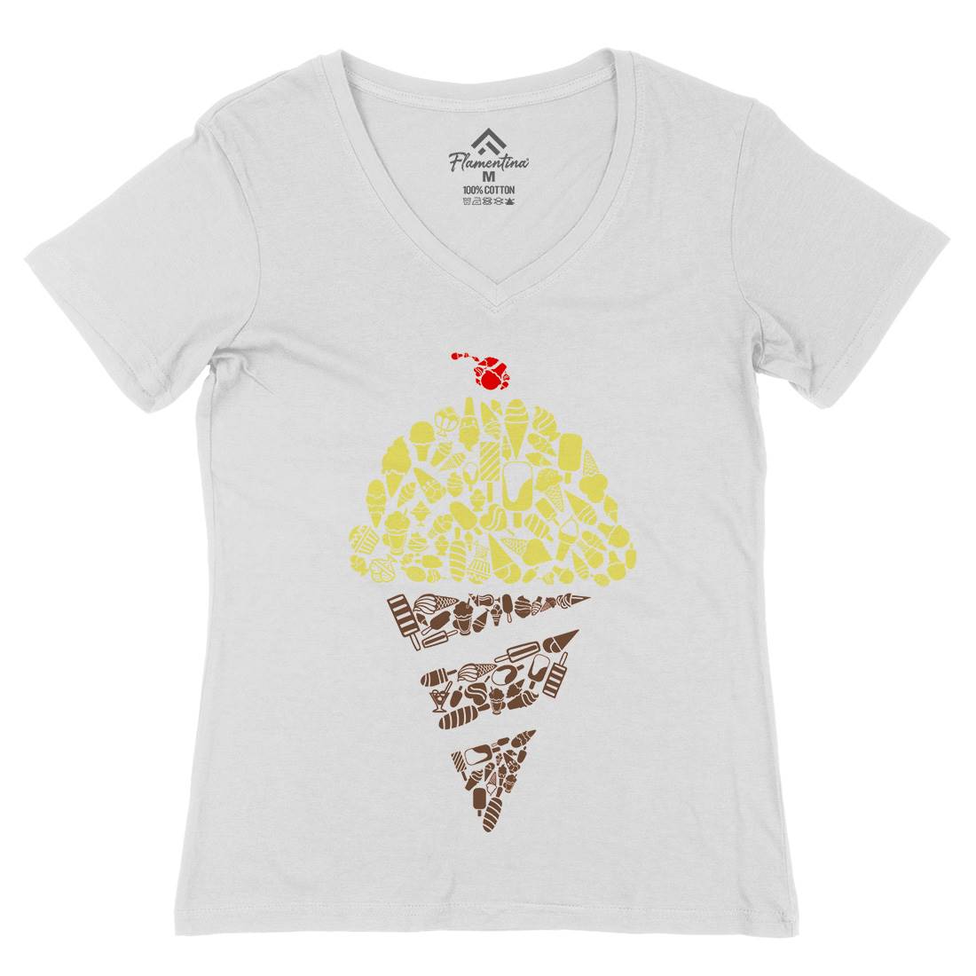 Ice Cream Womens Organic V-Neck T-Shirt Food B053