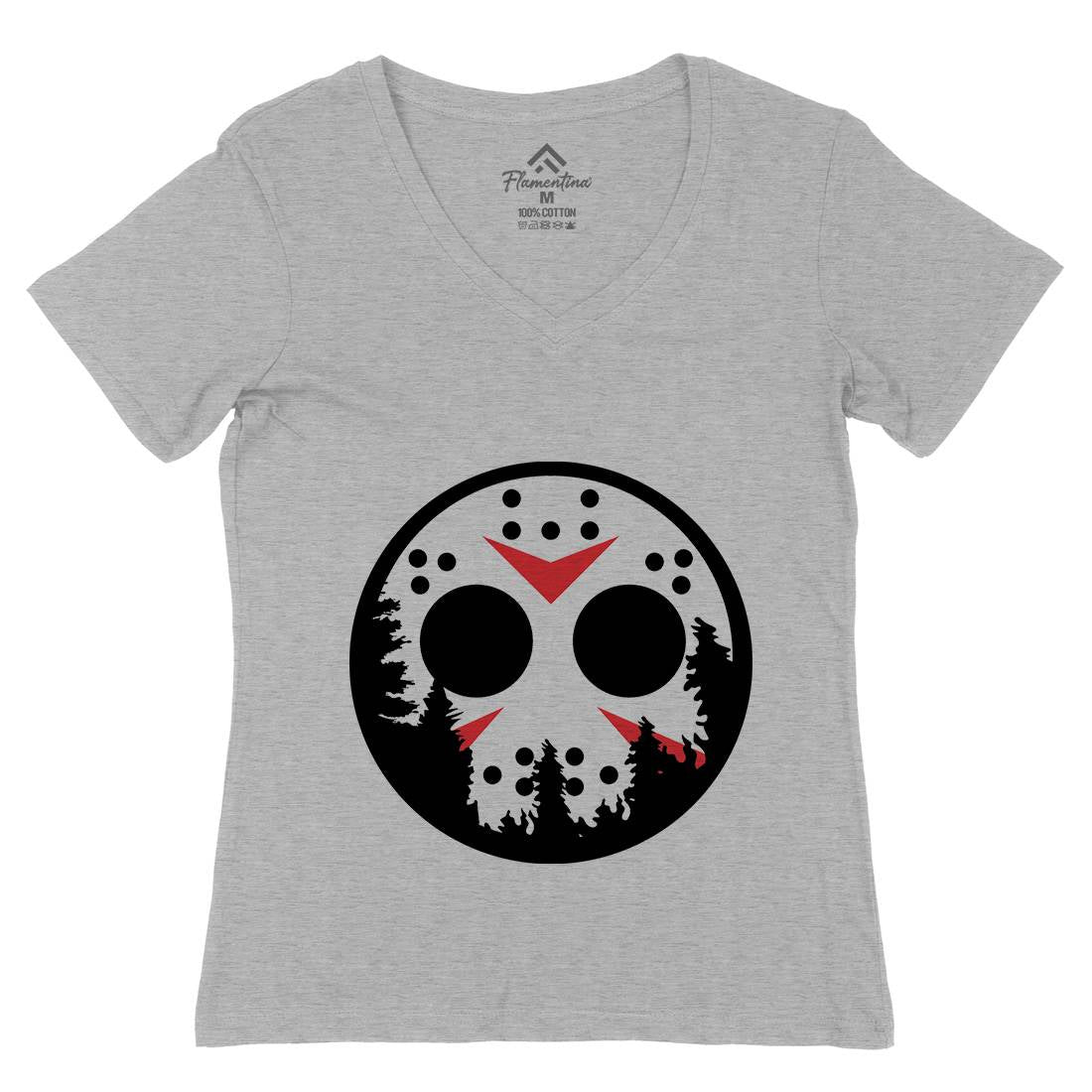 Moon Womens Organic V-Neck T-Shirt Horror B054